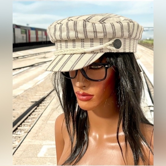 Billabong Jack Hat One Size White with Gray Stripes NWT Vintage - Picture 5 of 9